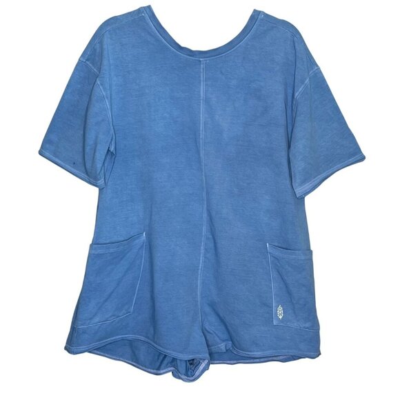 NWOT Free People Hot Shot Tee Romper Custom Dyed Dusty Blue Size XS/TP NEW! - Picture 5 of 10